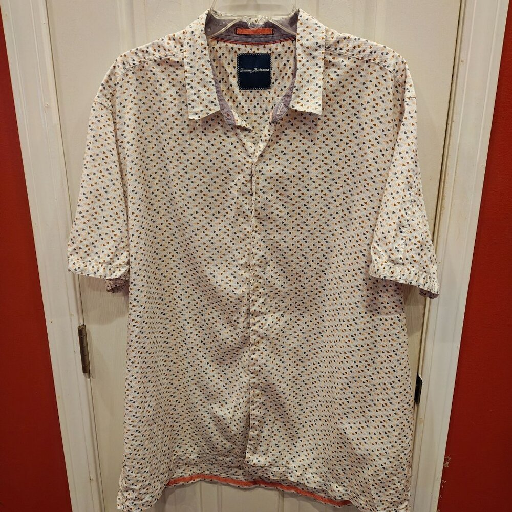 Tommy Bahama Mens Geometric Shirt XL Button Up Short Sleeve - Picture 2 of 8